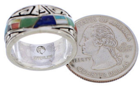 Sterling Silver Jewelry Water Wave Multicolor Ring Size 6-3/4 EX40894